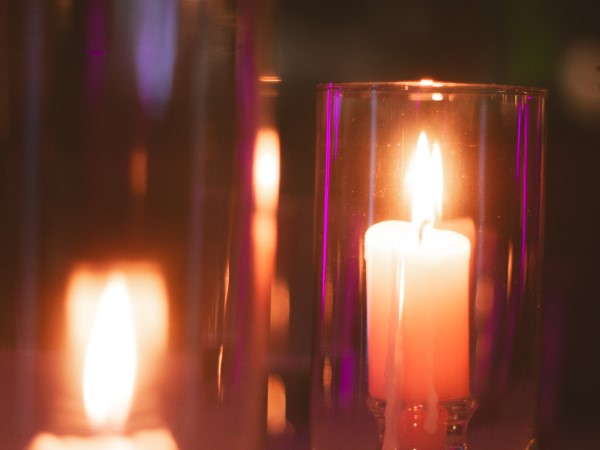 candles in glass